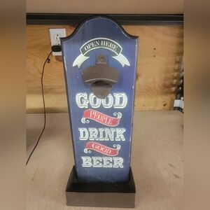 Rustic Wall-Mounted Bottle Opener with Catcher